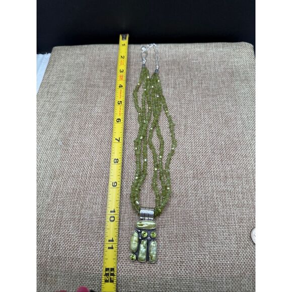 Exquisite Multi-Strand Peridot & Freshwater Pearl Couture Necklace Stamped DR925 - Picture 8 of 9